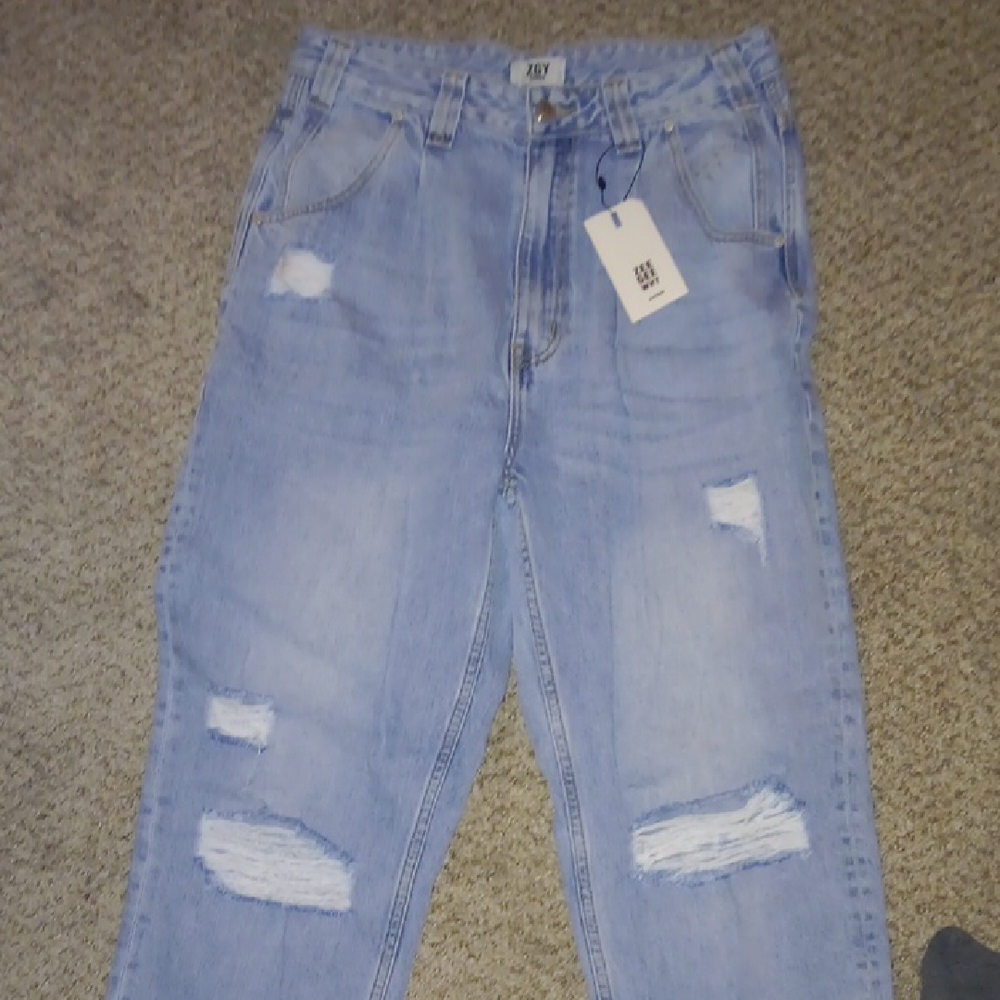 Women's Light Blue Distressed Flare Jeans